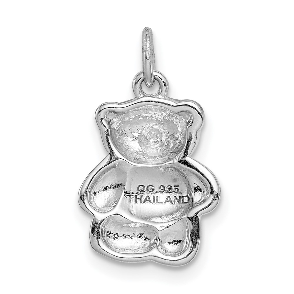 Sterling Silver Rhodium-plated Teddy Bear Pendant (QC8566)