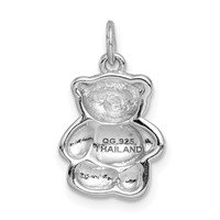 Sterling Silver Rhodium-plated Teddy Bear Pendant view 4