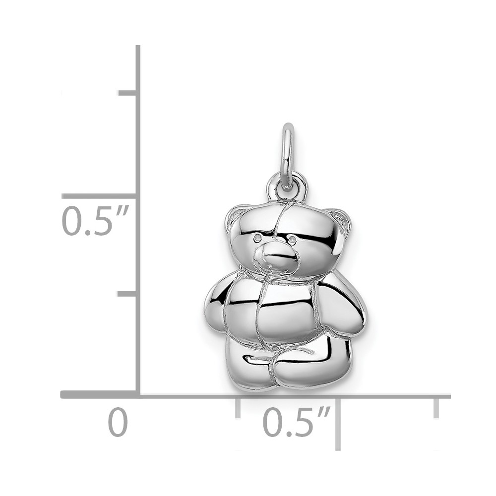 Sterling Silver Rhodium-plated Teddy Bear Pendant (QC8566)
