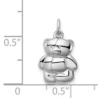 Sterling Silver Rhodium-plated Teddy Bear Pendant view 3