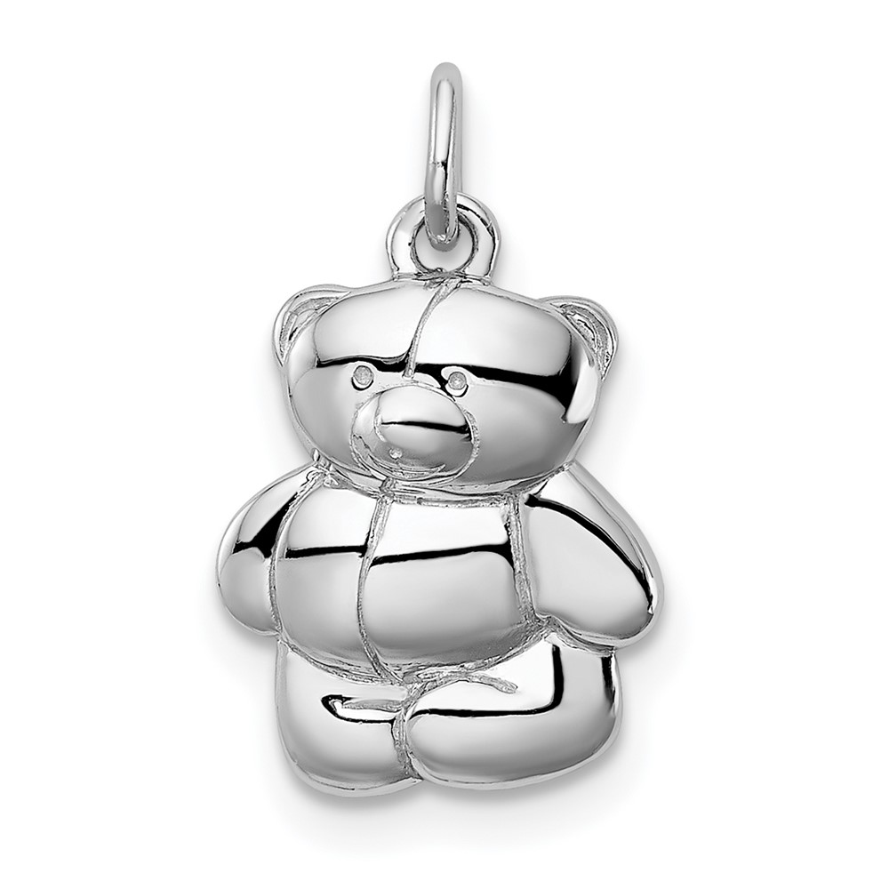 Sterling Silver Rhodium-plated Teddy Bear Pendant (QC8566)