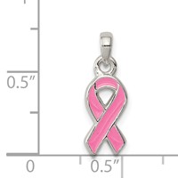 Sterling Silver Polished Pink Enameled Ribbon Pendant view 3