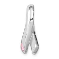 Sterling Silver Rhodium-plated Pink CZ Awareness Ribbon Pendant view 2