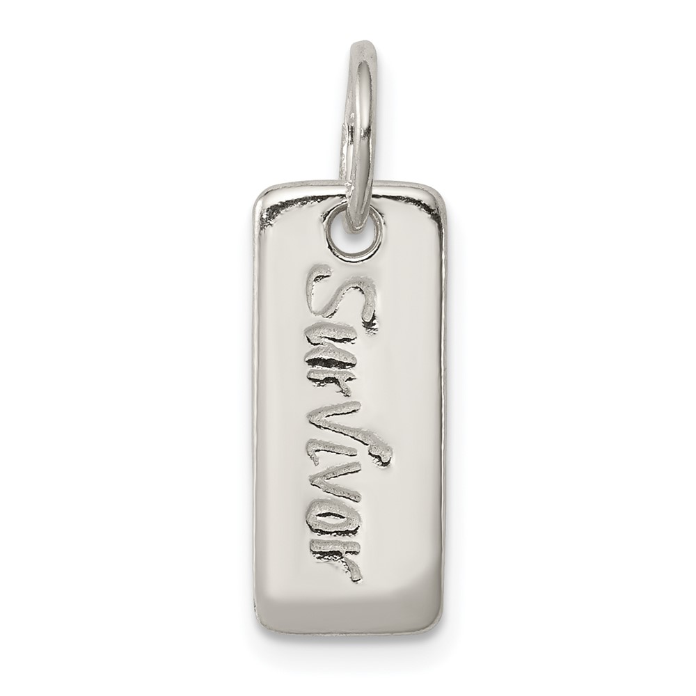 Sterling Silver Polished Courage Survivor Reversible Charm