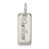 Sterling Silver Polished Courage Survivor Reversible Charm view 1