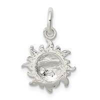Sterling Silver Polished Face in Sun Pendant view 4
