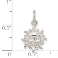Sterling Silver Polished Face in Sun Pendant view 3