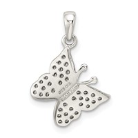 Sterling Silver Rhodium-plated CZ Butterfly Pendant view 4