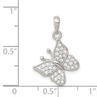 Sterling Silver Rhodium-plated CZ Butterfly Pendant view 3