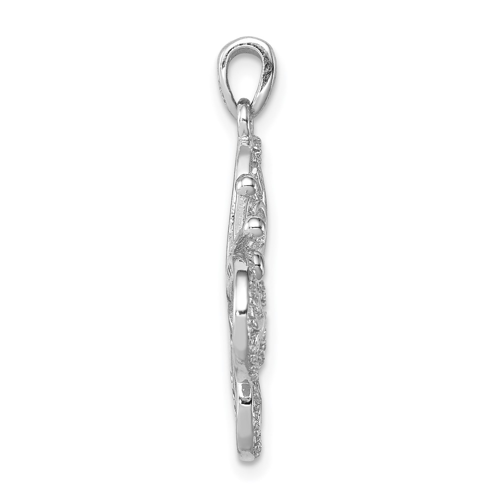 Sterling Silver Rhodium-plated Polished CZ Butterfly Pendant (QC8585)