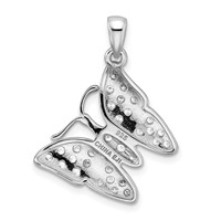 Sterling Silver Rhodium-plated CZ Butterfly Pendant view 3