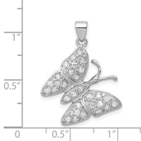 Sterling Silver Rhodium-plated CZ Butterfly Pendant view 4