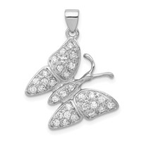 Sterling Silver Rhodium-plated CZ Butterfly Pendant view 1