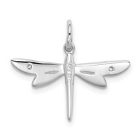 Sterling Silver Rhodium-plated CZ Dragonfly Pendant view 4