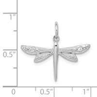 Sterling Silver Rhodium-plated CZ Dragonfly Pendant view 3