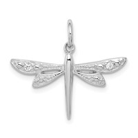 Sterling Silver Rhodium-plated CZ Dragonfly Pendant view 1
