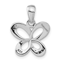 Sterling Silver Satin CZ Butterfly Pendant view 4