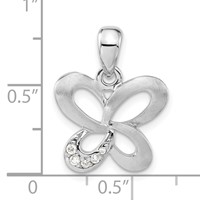Sterling Silver Satin CZ Butterfly Pendant view 3