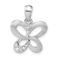 Sterling Silver Satin CZ Butterfly Pendant view 1