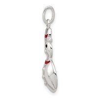 Sterling Silver Polished Red Enameled Snowman Pendant view 2