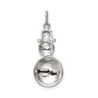 Sterling Silver Polished Red Enameled Snowman Pendant view 4
