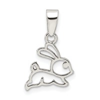 Sterling Silver Rhodium-plated Polished Bunny Pendant view 4