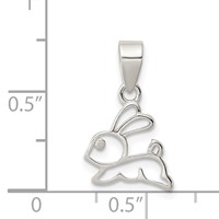 Sterling Silver Rhodium-plated Polished Bunny Pendant view 3