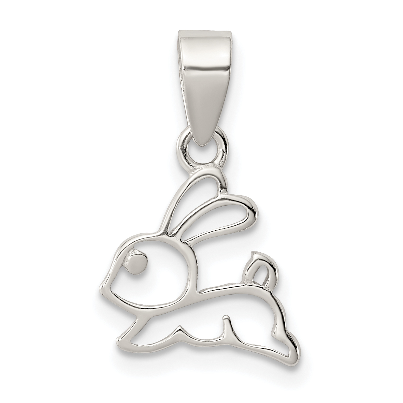 Sterling Silver Rhodium-plated Polished Bunny Pendant (QC8606)