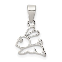 Sterling Silver Rhodium-plated Polished Bunny Pendant view 1