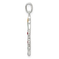 Sterling Silver Polished Multi-color Enameled Christmas Tree Pendant view 2