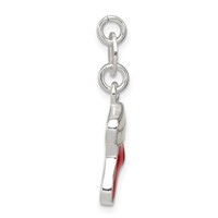 Sterling Silver Polished Enamel Christmas Stocking Charm view 2