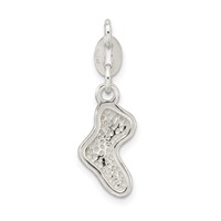 Sterling Silver Polished Enamel Christmas Stocking Charm view 4