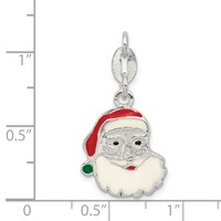 Sterling Silver Polished Enamel Santa Charm view 3