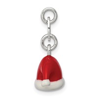 Sterling Silver Polished Enamel Santa Hat Charm view 2