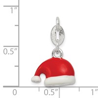 Sterling Silver Polished Enamel Santa Hat Charm view 3