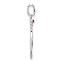 Sterling Silver Polished Enamel Reindeer Pendant view 2