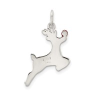 Sterling Silver Polished Enamel Reindeer Pendant view 4