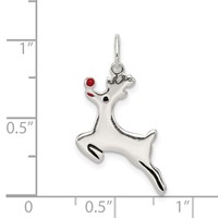 Sterling Silver Polished Enamel Reindeer Pendant view 3