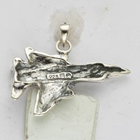 Sterling Silver Antiqued Jet Fighter Angled Pendant view 4