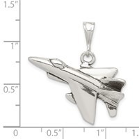 Sterling Silver Antiqued Jet Fighter Angled Pendant view 3