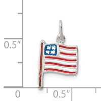 Sterling Silver Polished Enamel American Flag Pendant view 3