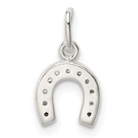 Sterling Silver Polished Horseshoe CZ Charm view 4