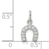 Sterling Silver Polished Horseshoe CZ Charm view 3