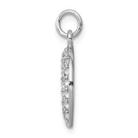 Sterling Silver Rhodium-plated Horseshoe Pendant with Crystal view 2