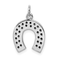 Sterling Silver Rhodium-plated Horseshoe Pendant with Crystal view 4