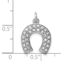 Sterling Silver Rhodium-plated Horseshoe Pendant with Crystal view 3