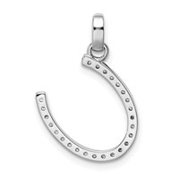 Sterling Silver Rhodium-plated CZ Horseshoe Pendant view 4