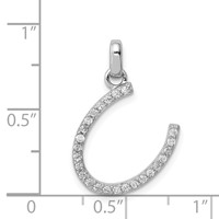 Sterling Silver Rhodium-plated CZ Horseshoe Pendant view 3