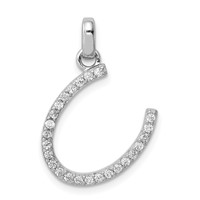 Sterling Silver Rhodium-plated CZ Horseshoe Pendant view 1