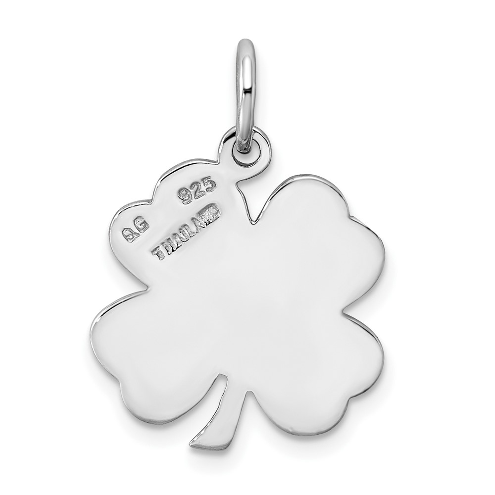 Sterling Silver Rhodium-plated Polished/Textured 4 Leaf Clover Pendant (QC8652)